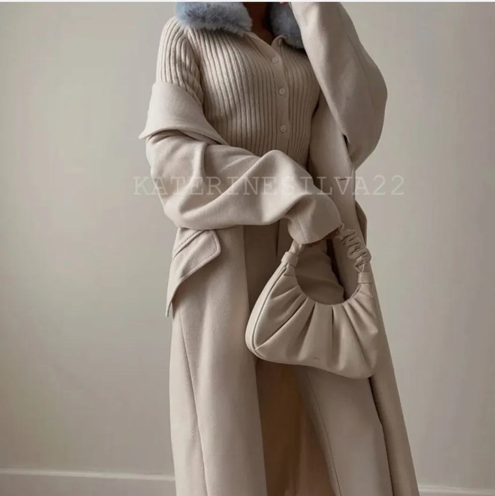 Zara * faux fur knit cardigan Cream Blue - Picture 7 of 15